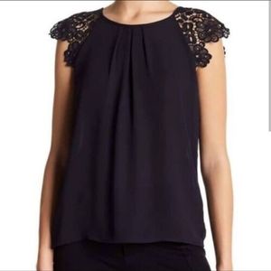 Philosophy Lace Sleeve Navy Blue Blouse - M
